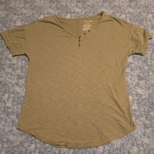 Knox Rose Olive Short Sleeve Henley Top